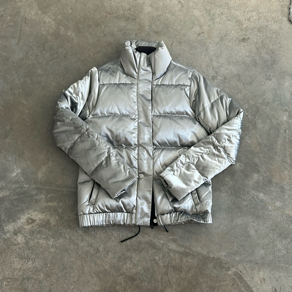 Athleta silver puffer coat